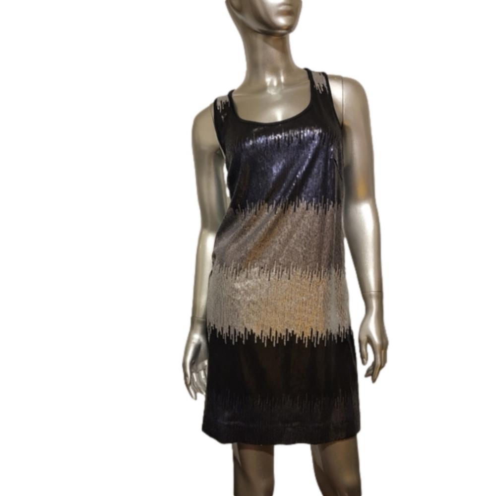 Laundry by Shelli Segal Blue Black Sequin Sheath Dress 4